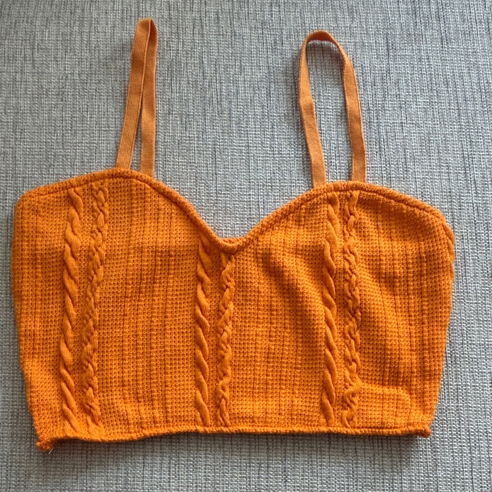 Zara Bright Orange Knit Crop Top